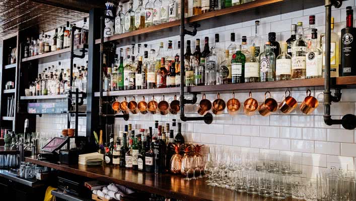 Bottles of Alcohol Behind Bar